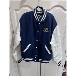 Holloway Varsity Jacket Jaguars Logo Navy White Leather Sleeve NWT Men’s XL